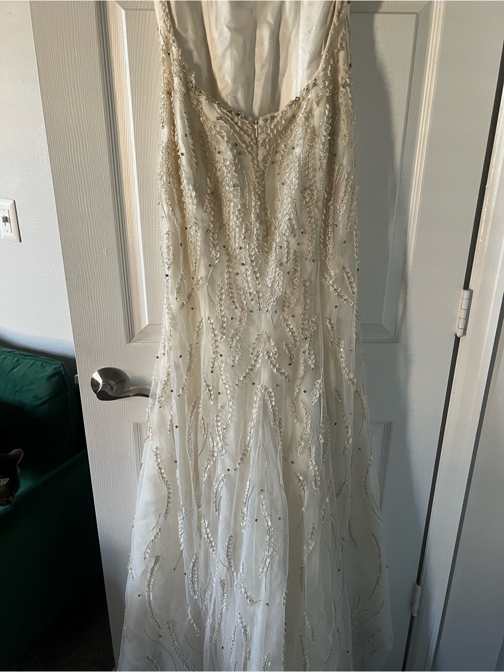 Vintage Ines Di Santo Beaded Wedding Dress with High Neck - Picture 9 of 12